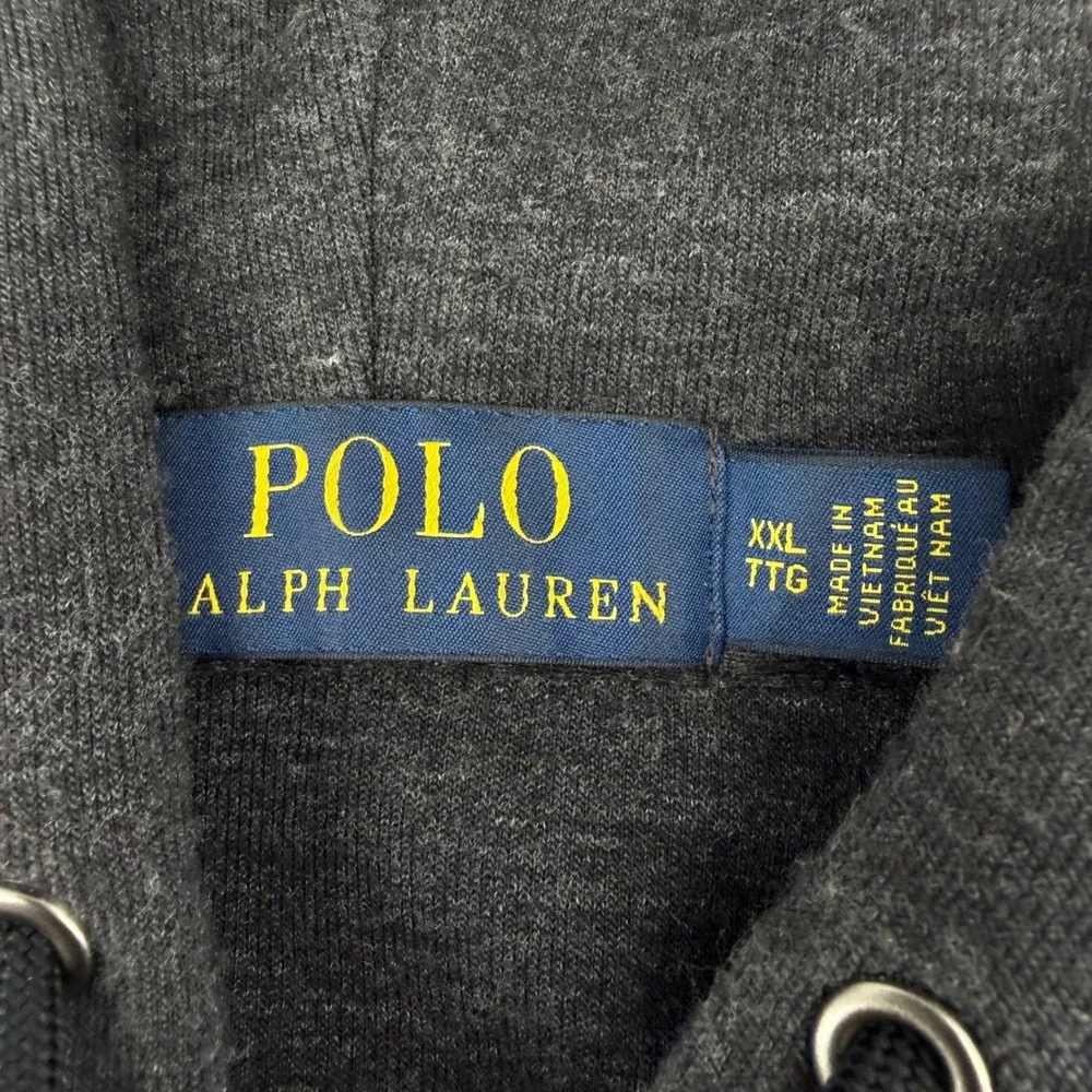 Polo Ralph Lauren Hoodie Mens XXL Charcoal Gray Full Zip Heathered Pony Logo